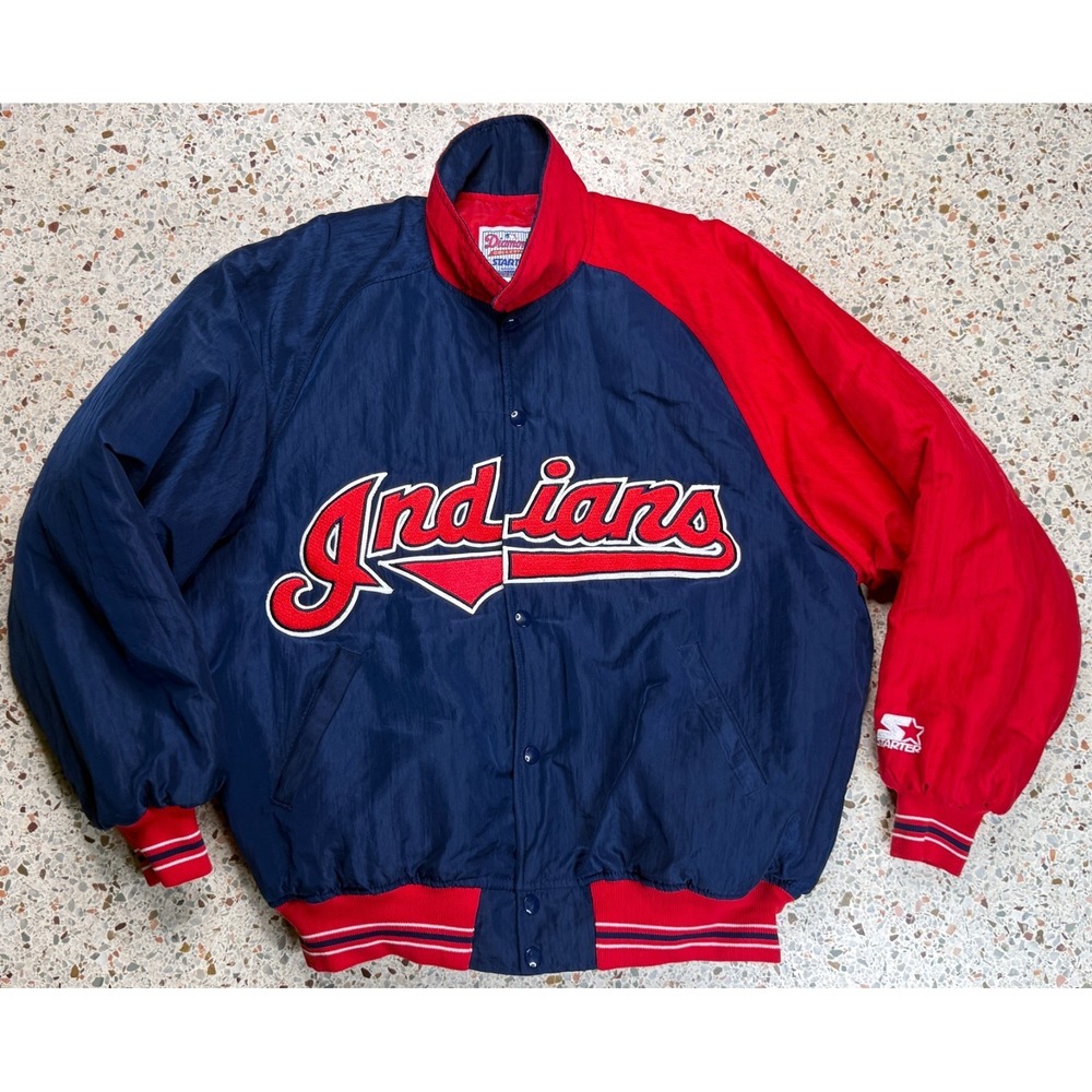 Starter Diamond Collection Vtg MLB Cleveland Indians Bomber Jacket Size Large